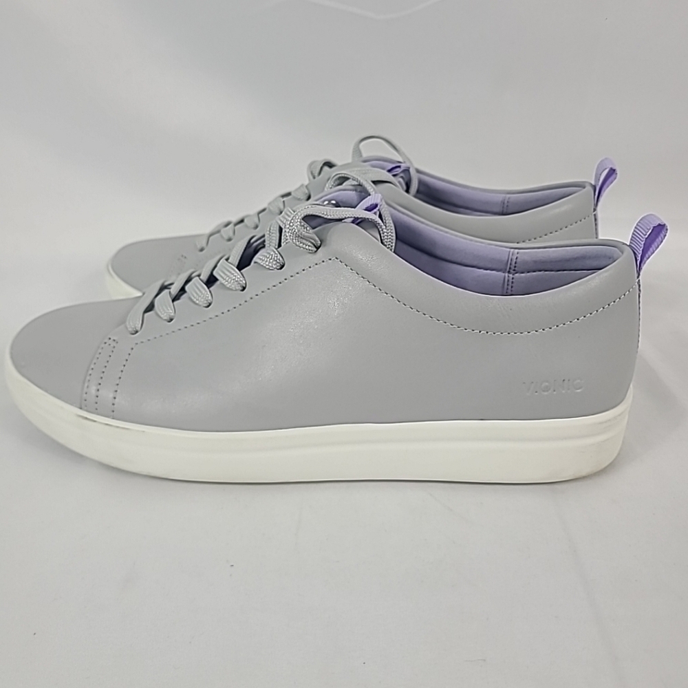 Vionic Paisley Leather Casual Sneaker Shoe Womens Size 8 Gray White - Picture 3 of 10